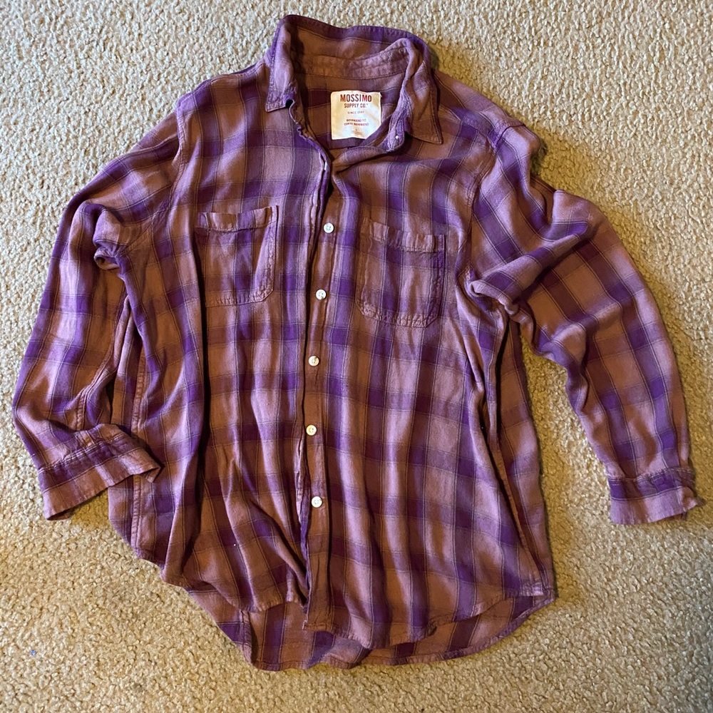 Long sleeve plaid purple shirt